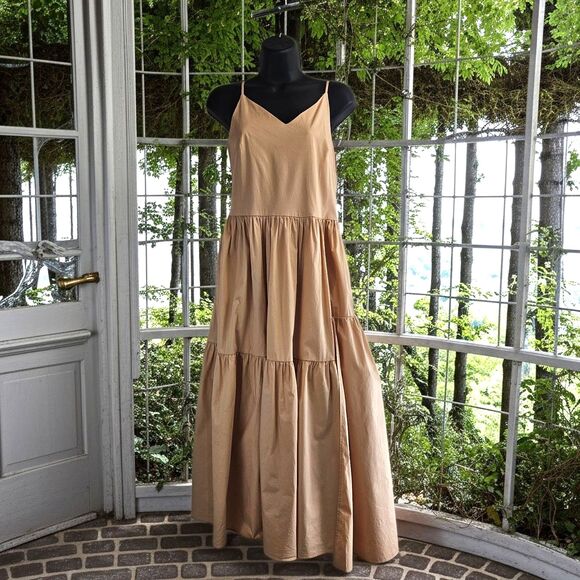 Cuyana Dresses & Skirts - CUYANA Organic Poplin Cotton Asymetrical Boho Minimal Maxi Dress XS Peach